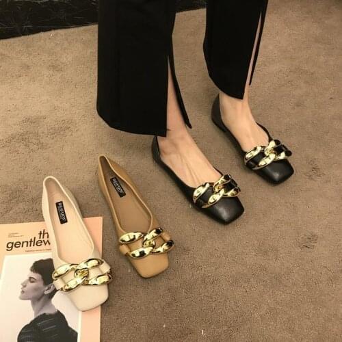 SONDR Square Toe Women Slipper Fashion Brand Chain Slip On Mules Shoes Ladies Casual Low Heel Outdoor Slides Flip Flop Sanda