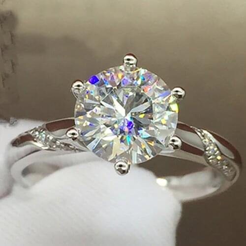 14K Au585 White Gold Women Wedding Party Engagement Ring 1 2 3 4 5 Carat Round Moissanite Diamond Ring Cross Trendy Classic