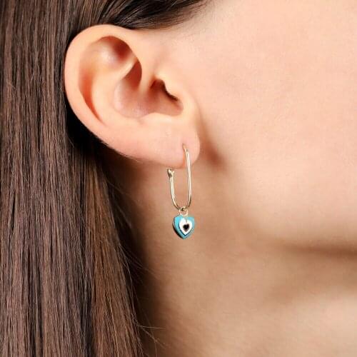 Heart Evil Eye Pendulum Gold Earrings 14 Setting Custom Design Handy Custom Craftsmanship Gift Gold Earrings Design On Special