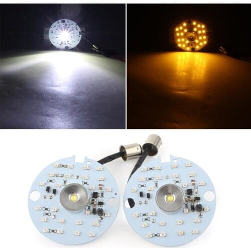 1157 Motorcycle LED Turn Signal Light Blinker Indicator Bulb Daytime Running Lamp For Harley Davidson Touring Dark Yellow+White