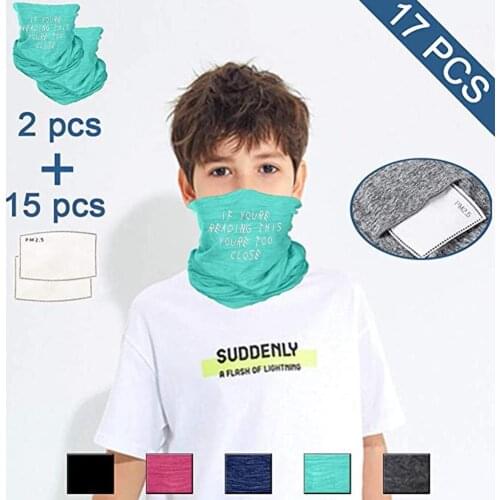 2Pcs Kids Children Face Cover Outdoor Cycling Dustproof Face Covers Anti-sun Neck Gaiter Sandproof Scarf Headbands with Filter