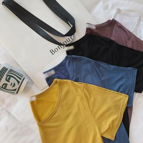 2021 Womens White Basic Simple Solid Oversized T-shirt Kpop Y2K Za Woman Top T Shirt Short Sleeve Clothes Blouses Urban Vintage