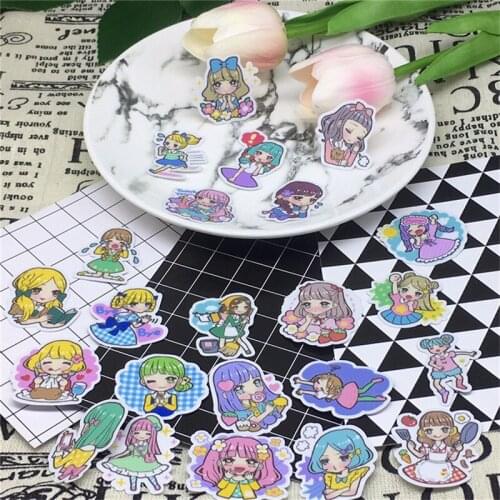 40 PCS/box New Cute anime girl Paper Sealing Stickers Crafts And Scrapbooking Decorative sticker DIY Stationery