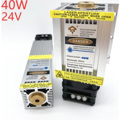 40W 24V blue laser module, laser head super fast engraving stainless steel and oxidized metal, high light transmittance