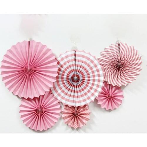 6pcs 16inch Tissue Paper Cut-out Paper Fans Pinwheels Hanging Flower Paper Crafts for Showers Wedding Party Birthday Festival