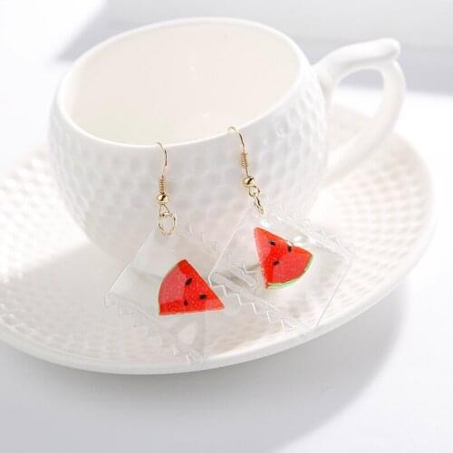 8Seasons Alloy Hook Fruit Watermelon Apple Multicolor Candy Colorful Ice Cream Red Heart Pendants Fashion Women Jewelry,1 Pair