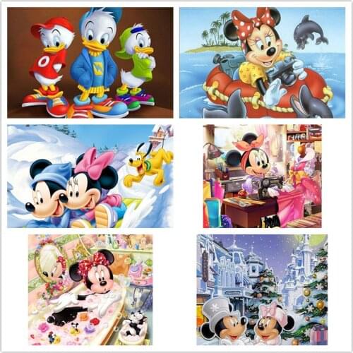 Disney 5D DIY Goofy Mickey and Minnie Mouse Diamond Painting Full Square Round Drill Embroidery Mosaic handwork for Home Decor