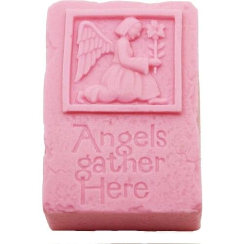 Angel Gather Here Square Soap Silicone Mold Handmade DIY Silicone Soap Molds Cake Decorating Tools Candle Mould Craft