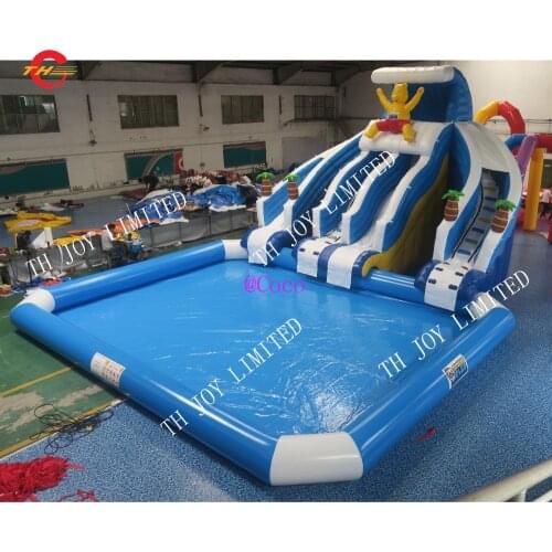 Free sea shipment,2018 newest inflatable water slide with pool, giant inflatable bouncy slide, wet slide water park