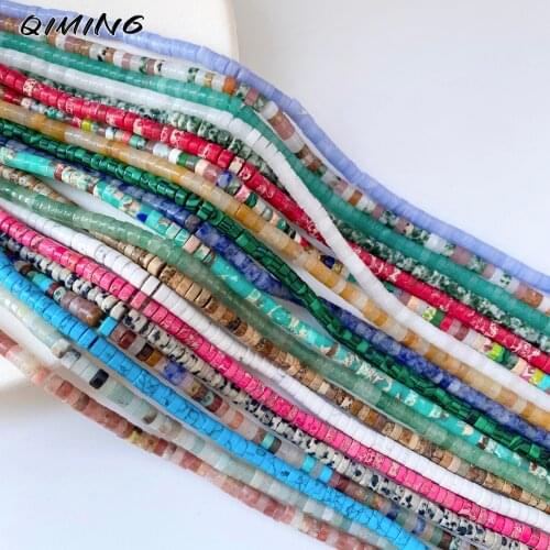 2x4mm Natural Stone Beads Loose Spacer Beads Heishi Beads Opal Turquoise Tiger Eye Amethyst DIY Jewelry Bracelet Necklace