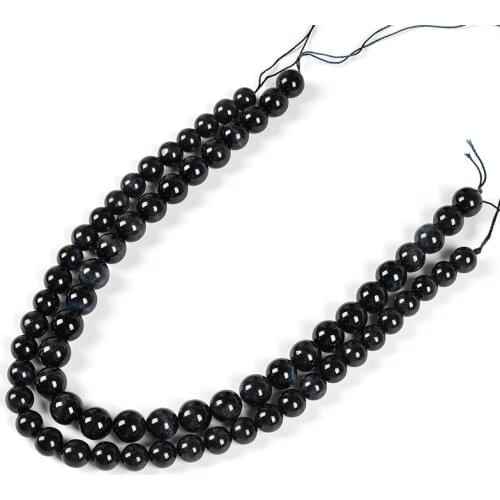 Loose Beads 6/8/10/12mm Flash Stone Round Beads For Pure Black Obsidian Necklace Accessories 15inch Fit Elegant Female Part H245