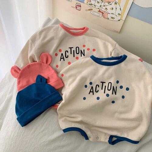 Korean Childrens Clothing Baby Spring Bear Cute Baseball Uniform Crawling Clothes Suit Cute Soft Close-fitting Clothes