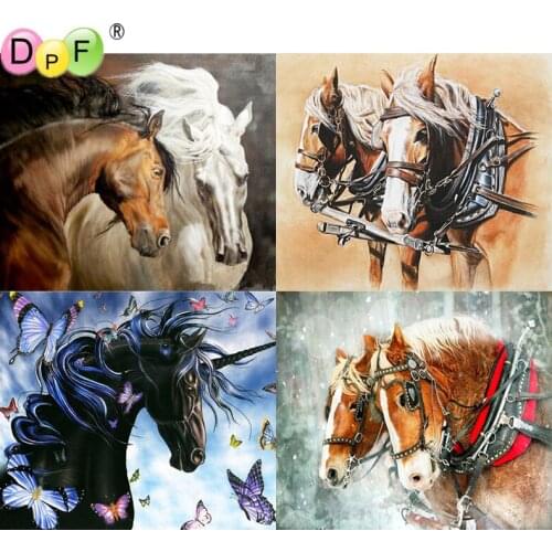 DPF DIY 5D full Round Diamond Painting Magic Cube Cross Stitch Art Crafts Horses Sets Diamond Embroidery Mosaic Gift Home Decor