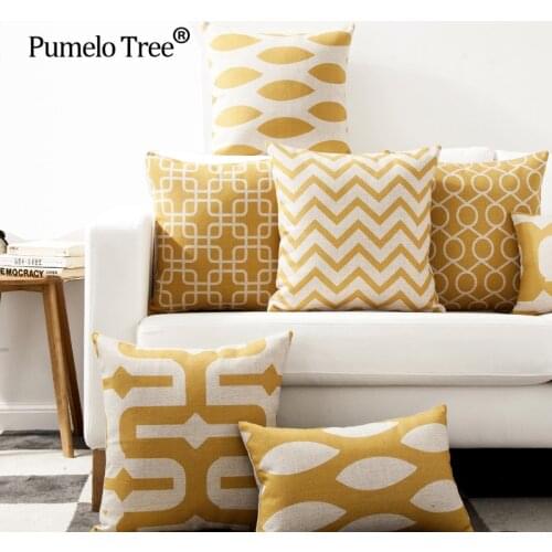 Nordic Fashion Pillow Cover Gold geometry Home Decorative seat car Cushion Pillow Case Yellow Pillowcase soft Geometric Covers