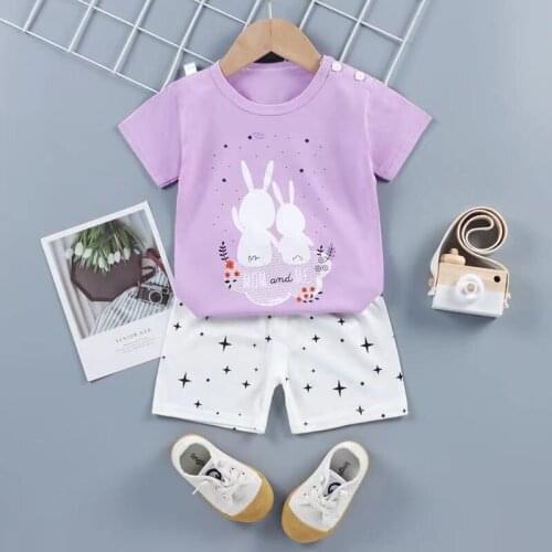 H965 Kids Clothes Girls Summer Suit 2021 Baby Short Sleeve Top +shorts 2pc Children Sportswear Teenage Girls Boys Clothing Sets