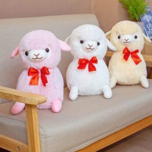 Foreign trade lying alpaca doll maid collar knot grass mud horse god beast plush toy sheep holding pillow girl heart gift