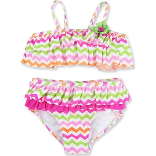 Kavkas Two Piece Kids Bikini Swimsuit Sling Design Pink Girls Swimwear Children Girl Swimming