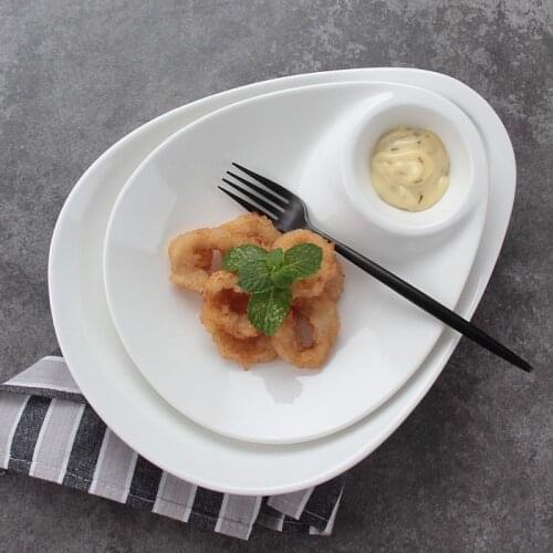 Egg Shaped Ceramics Box Off Dinner Plate Porcelain Divisions Serving Dish Dinnerware for Fried Chicken Waffle Cookies Syrup