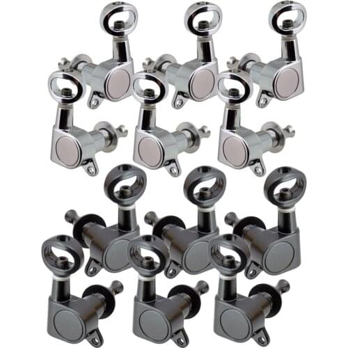 Guitar Tuning Pegs Tuners Machine Heads Full Closed Tuning Peg Sliver/Black for Electric/Acoustic Guitar
