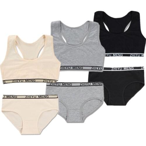 Teenage Clothes Sets Teenager Sport Underwear Training Bra Young Girls Underwear Set Girls Teen Bra and Panties Sets 8-14Y