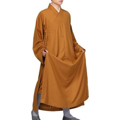 Spring&Autumn thick cotton shaolin monk kung fu suits zen clothing Sangha buddha gown lay meditation robe yellow/gray