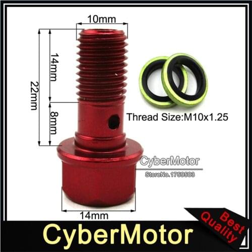 Red M10x1.25 Banjo Bolt Screw For Go Kart Pit Dirt Bike Moped Scooter ATV Quad Motorcycle Hydraulic Brake Oil Cooler