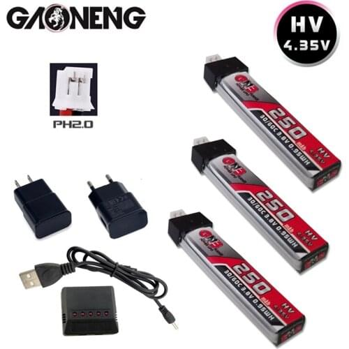 GNB Li HV 3.8V 250mAh 30C/60C 4.35V Lipo Battery With Charger for QX65 Blade Nano QX CPX MSR Inductrix FPV Tiny7 Beta65S Drone