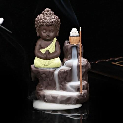 The Little Monk Censer Buddha Incense Holder Backflow Incense Burner Waterfall Aroma Fragrance Cones Home Decor Stove