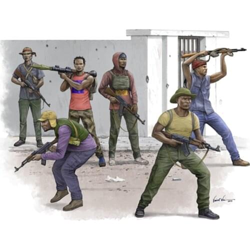 Trumpeter Military Model Assembly Model Static Doll Naked Baby 1/35 African Free Armed Group Soldier 00438