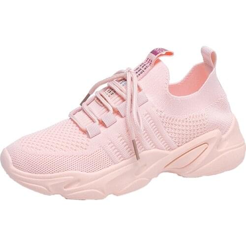 Fashion Knitted Mesh Women Sports Shoes Light Breathable Running Sneakers Ladies Platform Casual Shoes Tennis Zapatos De Mujer