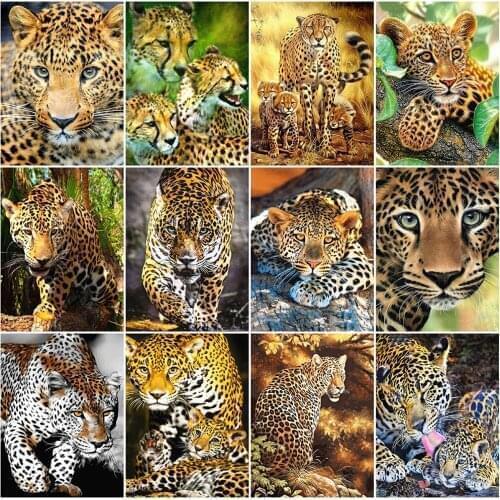 MomoArt Diamond Painting Leopard Full Square Diamond Embroidery Animal Cross Stitch Kits Mosaic Picture Rhinestones Home Decor