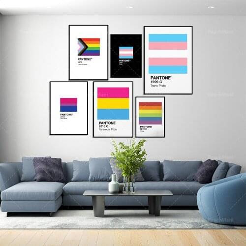 Trans Pride Pantone wall art, pantone color pride flag printing, pride wall queer art decoration wall canvas home poster