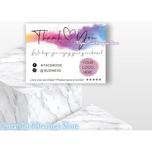 Customize Unicorn Watercolors Modern Business Insert card Pastel Thank You For Your Order Insert Card Customer thank you note s3