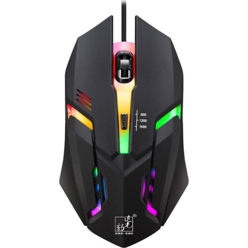 New DPI 800/1200/1600 Gaming Mouse K2 Colorful Adjustable DPI Optical Computer Laptop Cool Glowing Wired USB Game Mouse