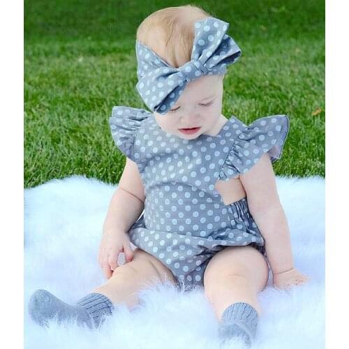 2017 New 0-18 Months Baby girl Jumpsuit, Frilly Baby bebe clothes,Baby Lace Up Toddler Girl Romper Clothing with headband