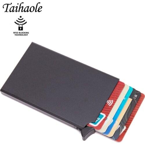 New RFID Anti-theft Credit Card Holder Thin ID Card Case Unisex Automatically Solid Metal Bank Card Wallet Business Mini