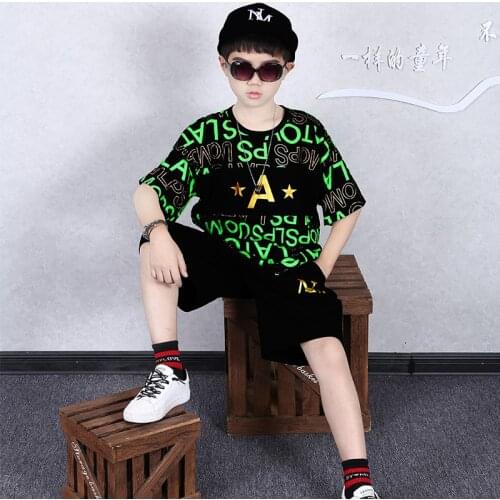 4-14 Years 2021 Summer Boy Clothing Set New Fashion Active Casual T-shirt+ Pant Kid Children Boy Teenager Clothing