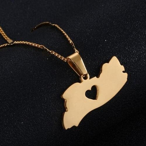 Stainless Steel El Salvador Map Pendant Necklace for Women Men Gold Color Map of El Salvador Jewelry