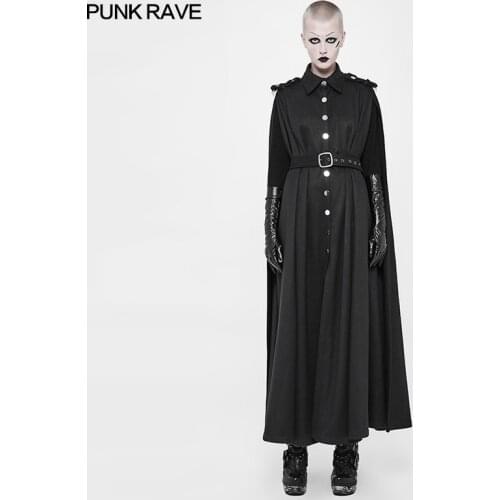 Punk Rave Black Gothic Fashion Military Uniform Steampunk Queen Women Cloak Jacket Coat WY885