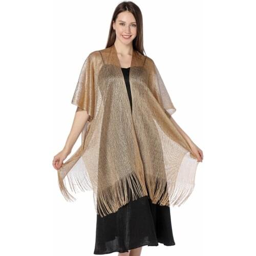 New Brand Gold And Silver Silk Women Shawl Solid Color Tassels Lady Scarf Comfortable And Soft Daily Pashmina