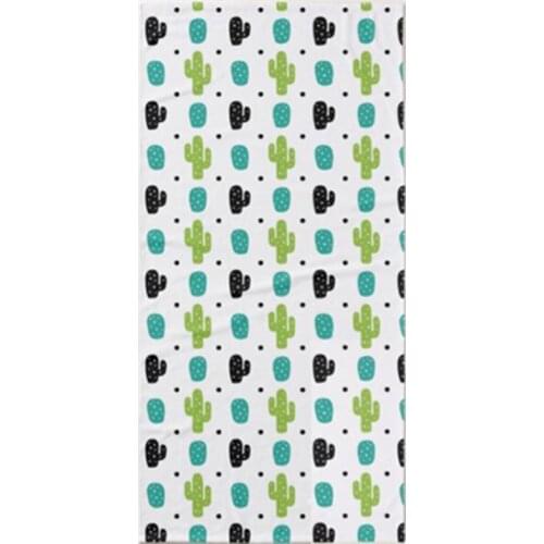 Chic Tropical Plants Cactus Pattern Beach Bath Towel Cute Cactus Face Kitchen Tea Towels for Kid Adult Micorfiber Soft Xmas Gift