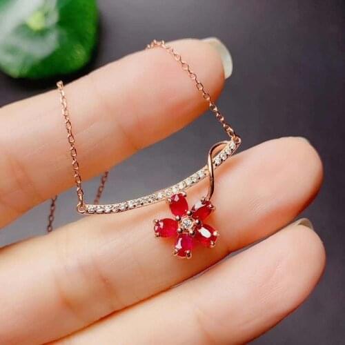 Natural And Real Ruby necklace pendant S925 sterling silver Natural real ruby Pendant