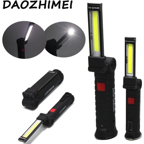 Portable COB LED Work Inspection Light 5 modes USB Rechargeable Flashlight Magnetic HOOK Hanging torch lamp Built in Battery