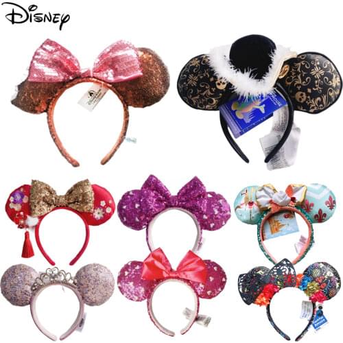 Mickey Ear Headband Big Bow Transparent Plush Ball ears Headband Cartoon Minnie Ears Birthday Party Decoration(Free Shipping)
