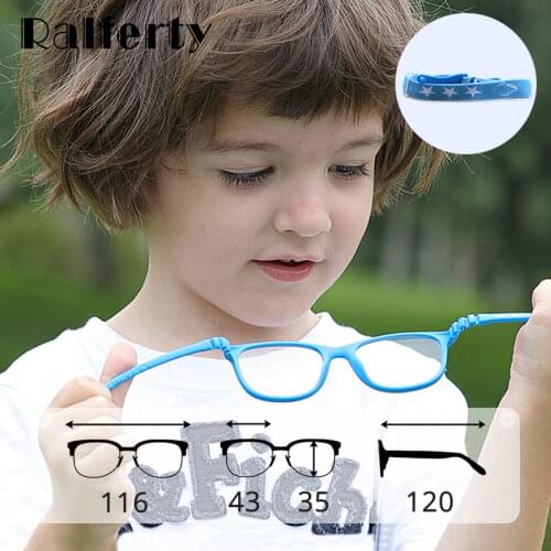 Ralferty Kids Glasses Frame Children Unbreakable Non-screw TR90 Silica gel Eyeglasses With Lanyard Optic Glasses Spectacles K303
