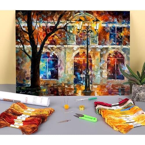 Windows With Memories Printed Water-Soluble Canvas 11CT Cross Stitch Full Kit Embroidery DMC Threads Handmade Counted