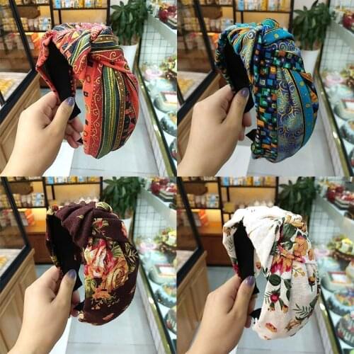 Hair Band Wide Womens Hair Accessories Knot Hairband Headband Floral Print
