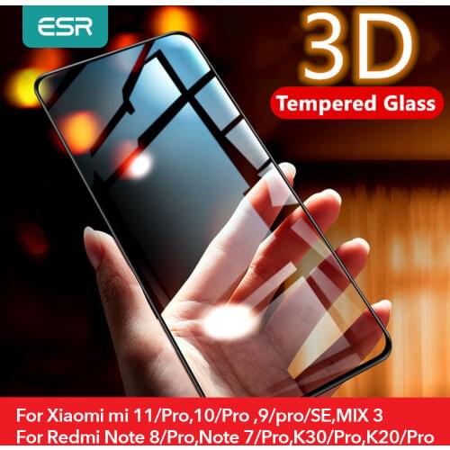 ESR for Redmi note 8 9 pro Glass for Xiaomi mi 11 10 9 Pro SE Ultra Redmi k30 k20 10T Pro Glass Screen Protector Full Cover Film