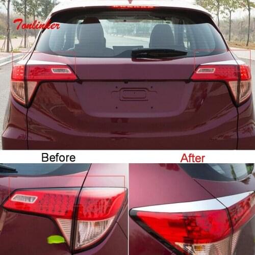Tonlinker Exterior Rear Headlight Cover Sticker for Honda Vezel HRV 2014-19 Car Styling 4 PCS Stainless steel Cover stickers