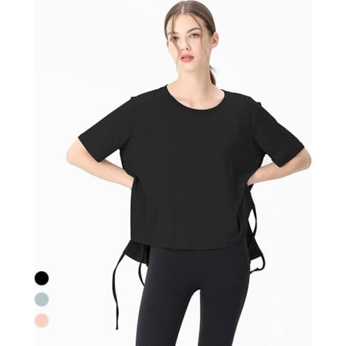 Spring Summer Woman T-Shirts Yoga Short-Sleeved Loose Quick-Drying Running Training Fitness Breathable Round Neck Sports Tops